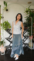 Origami Geometric Flutter Tie Wrap Top