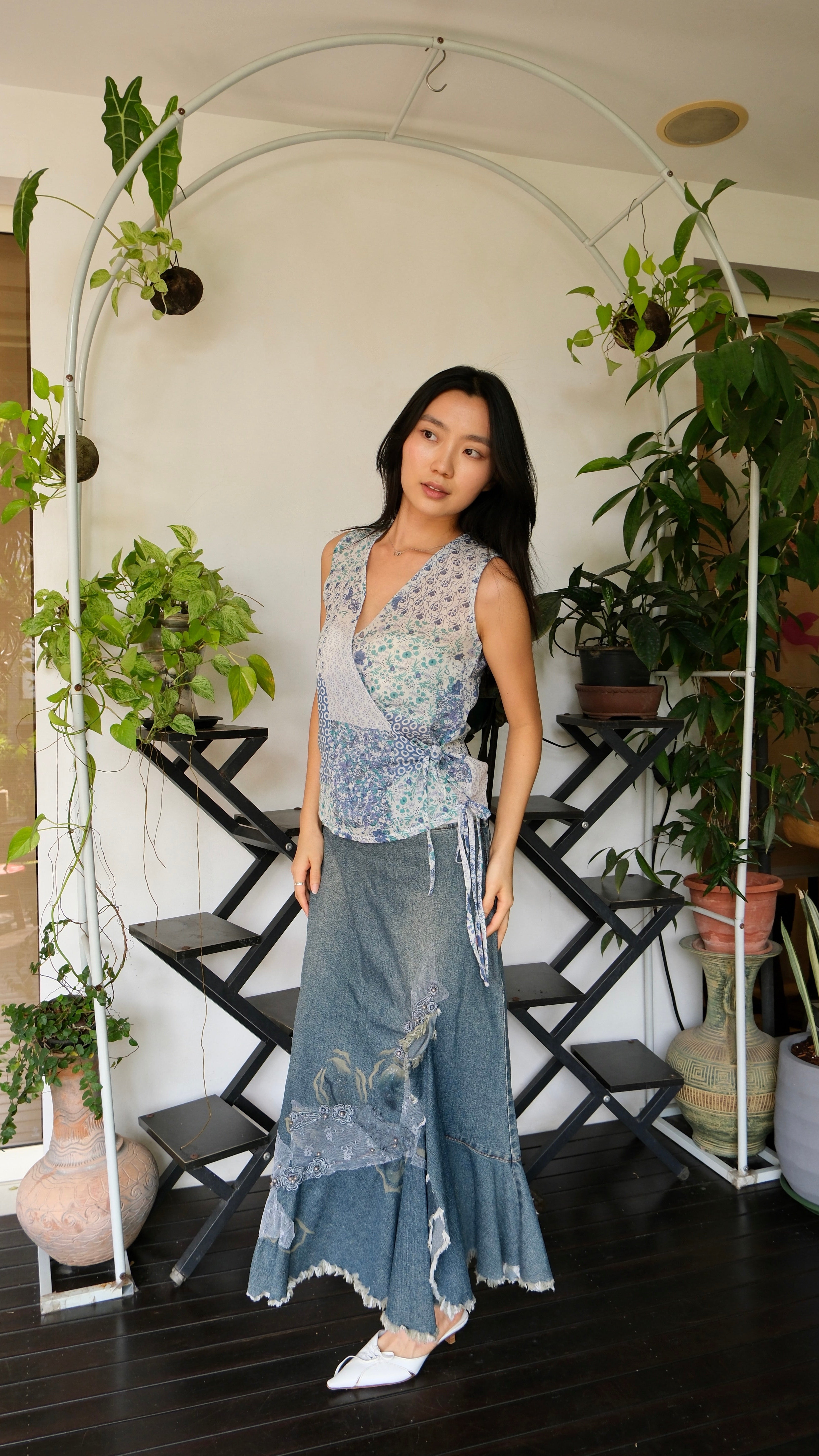 The Cerulean Flutter Tie Wrap Top