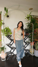 Kasumi Watercolour Flutter Tie Wrap Top