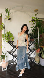 Kasumi Watercolour Flutter Tie Wrap Top