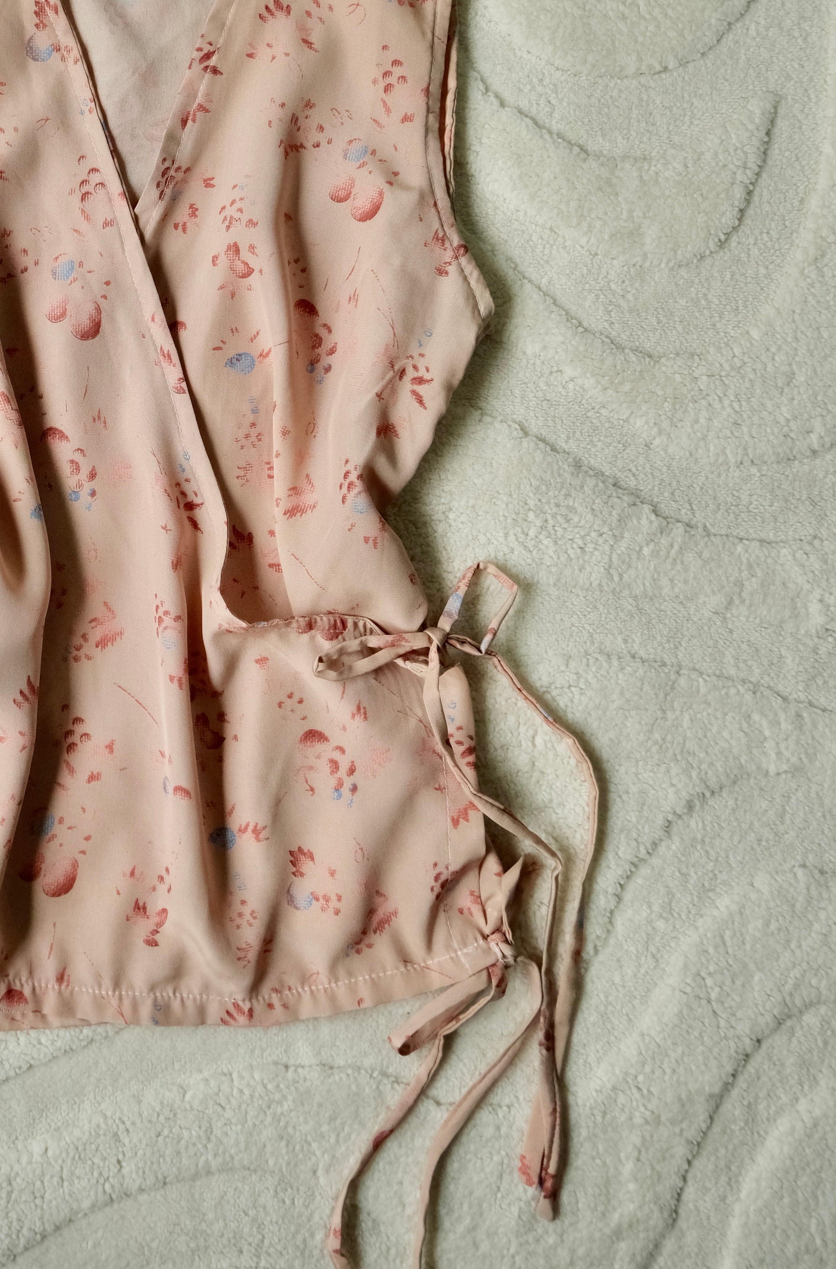 Tea Rose Kimono Flutter Tie Wrap Top