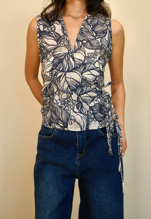 Ceramic Flora Flutter Tie Wrap Top