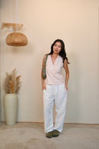 Sakura Baby Pink Flutter Tie Wrap Top