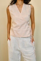 Sakura Baby Pink Flutter Tie Wrap Top