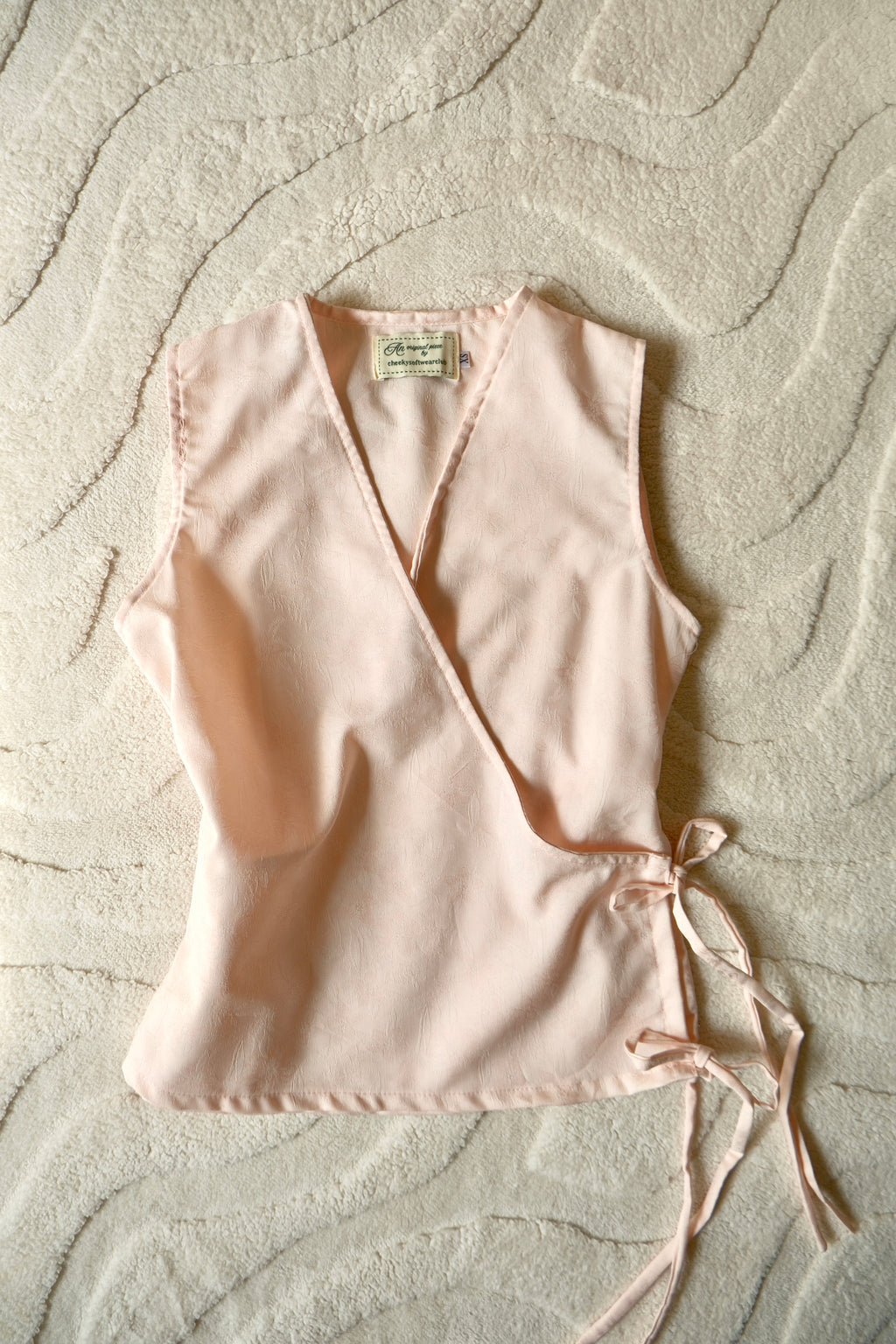 Sakura Baby Pink Flutter Tie Wrap Top