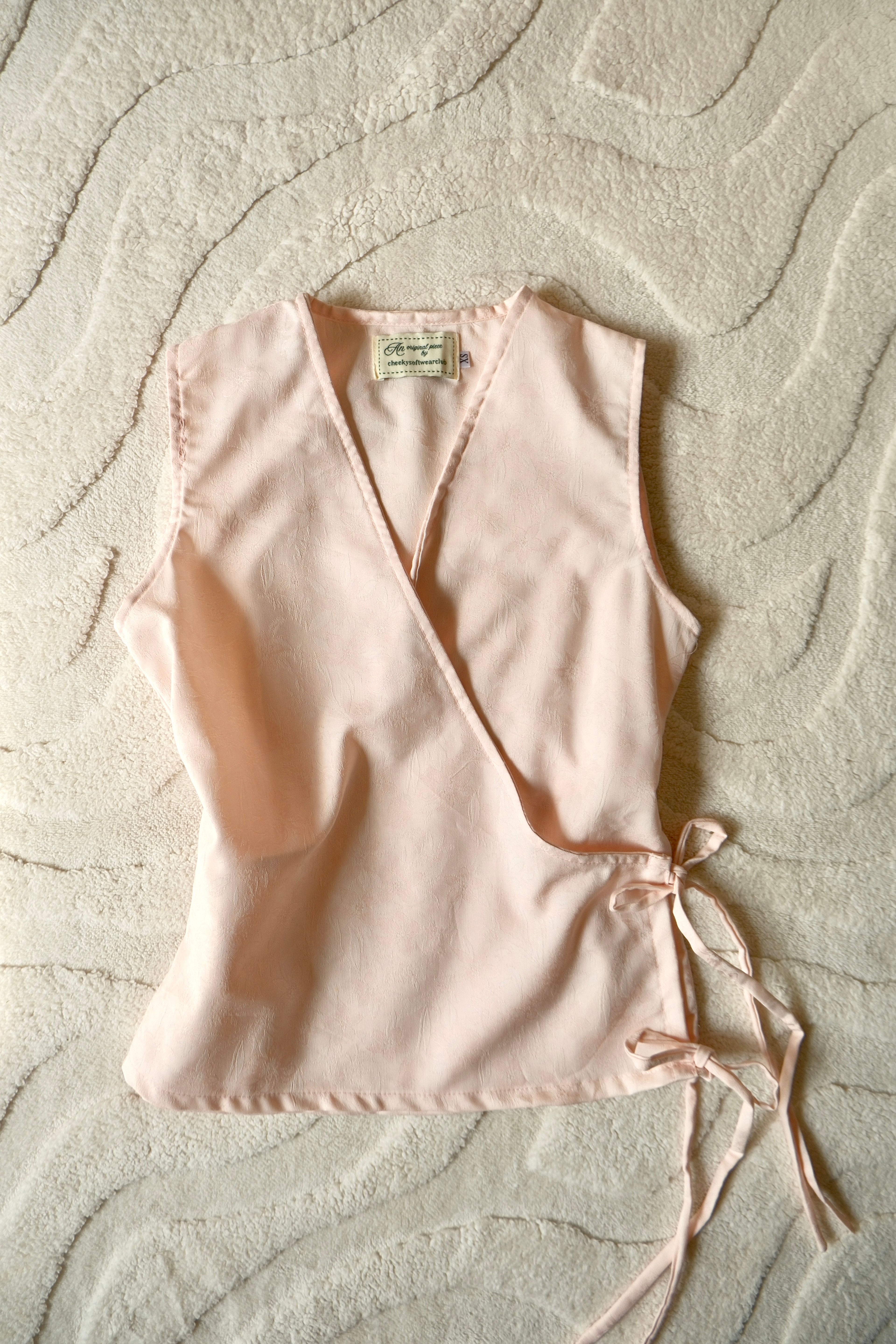 Sakura Baby Pink Flutter Tie Wrap Top