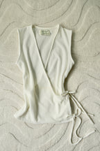 White Flutter Tie Wrap Top