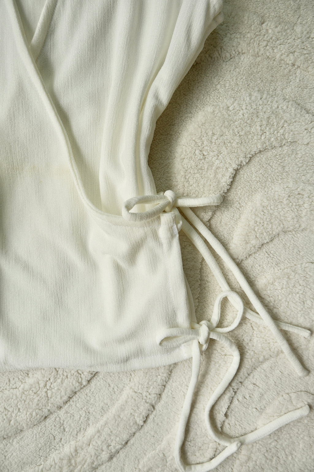 White Flutter Tie Wrap Top