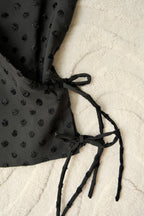Black Polka Flutter Tie Wrap Top