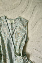 Sage Baroque Flutter Tie Wrap Top